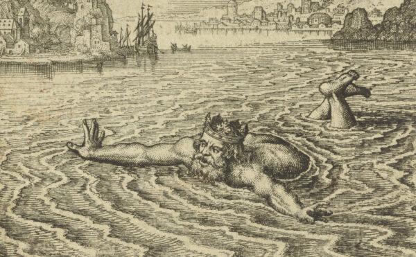 illustration of a man swimming in the ocean